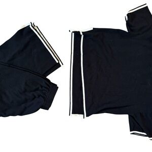 Black and White Striped Loungewear Set